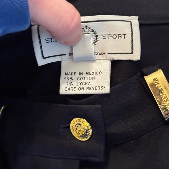 St. John Sport By Marie Grey Straight Leg Trouser Navy Gold